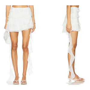 REVOLVE MORE TO COME  White Rosalia Ruffle Mini Skirt Size M NWT  $68msrp